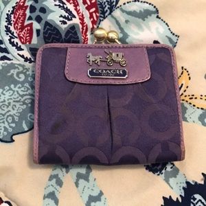 Purple coach bill fold wallet